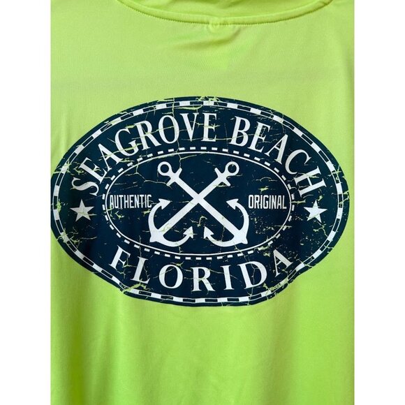 Seagrove Beach Florida Neon Green‎ Long Sleeve Sport Shirt M - Picture 5 of 6
